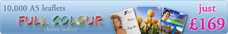 Banner advert for Rossendale Valley leaflet printing